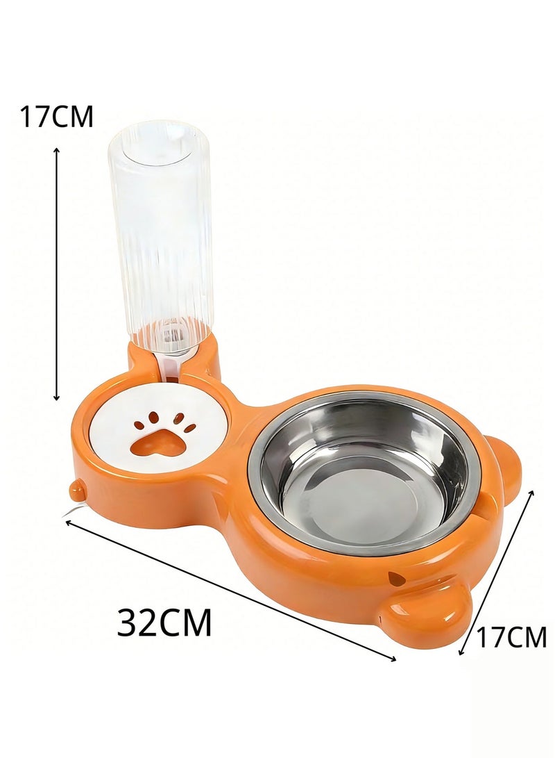 MASINGAA Cat Dog Food Dish Bowl, Pet Food Dish Bowl And Auto Gravity Pet Water Dispenser, Cat Bowl Set For Small Medium Dogs And Cats(Orange) - Image 4